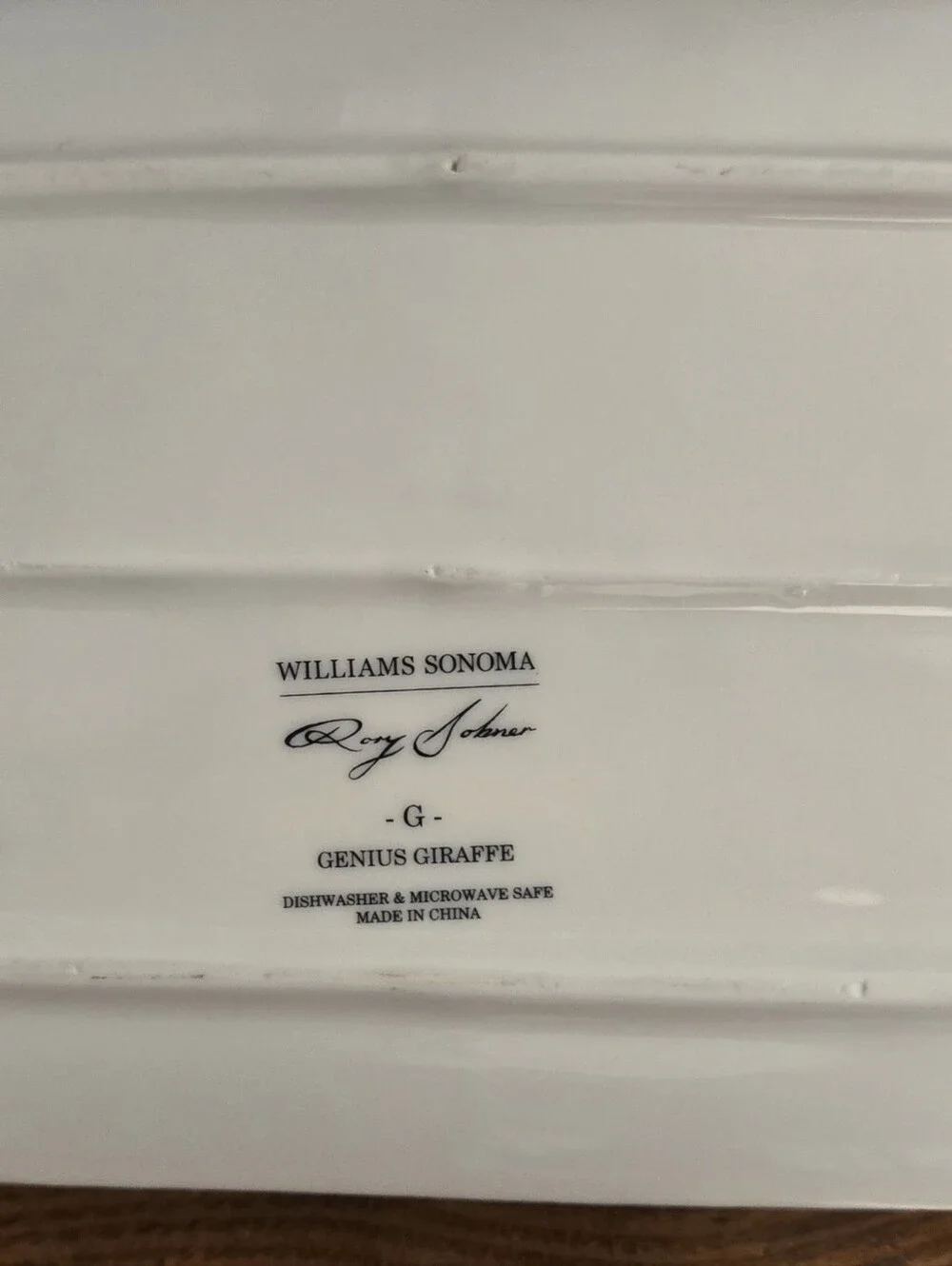 Williams Sonoma White Ceramic Serving Tray with Black Printed Text